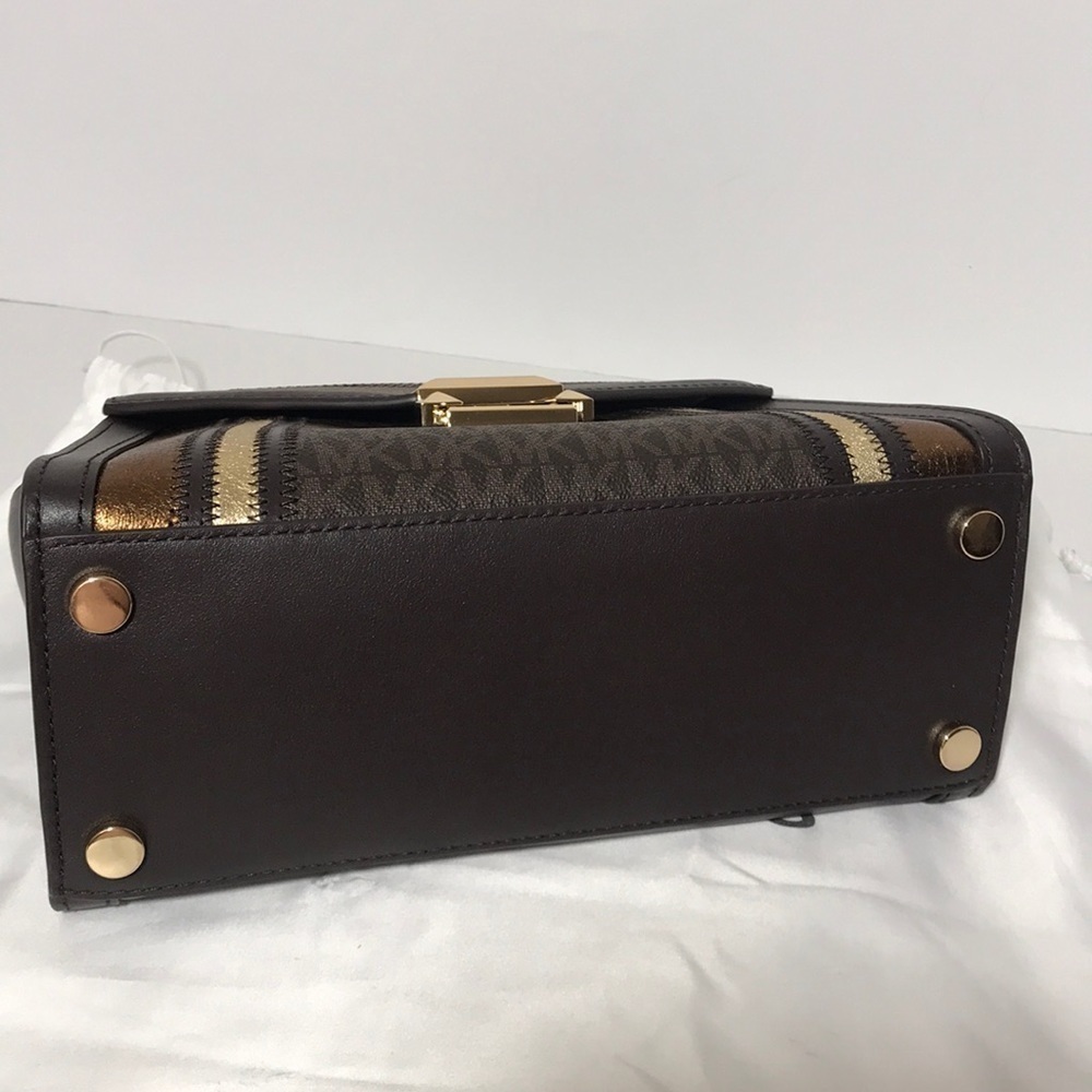 Michael Kors Whitney brown pale gold satchel bag - Picture 7 of 12